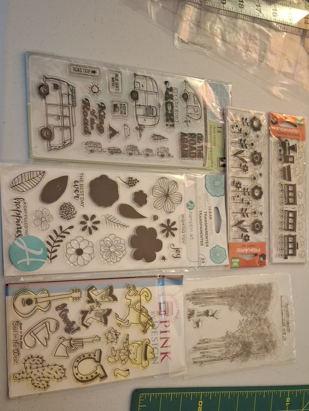 Assorted Brand New Clear Craft Stamps Pack - Mixed Designs in Black